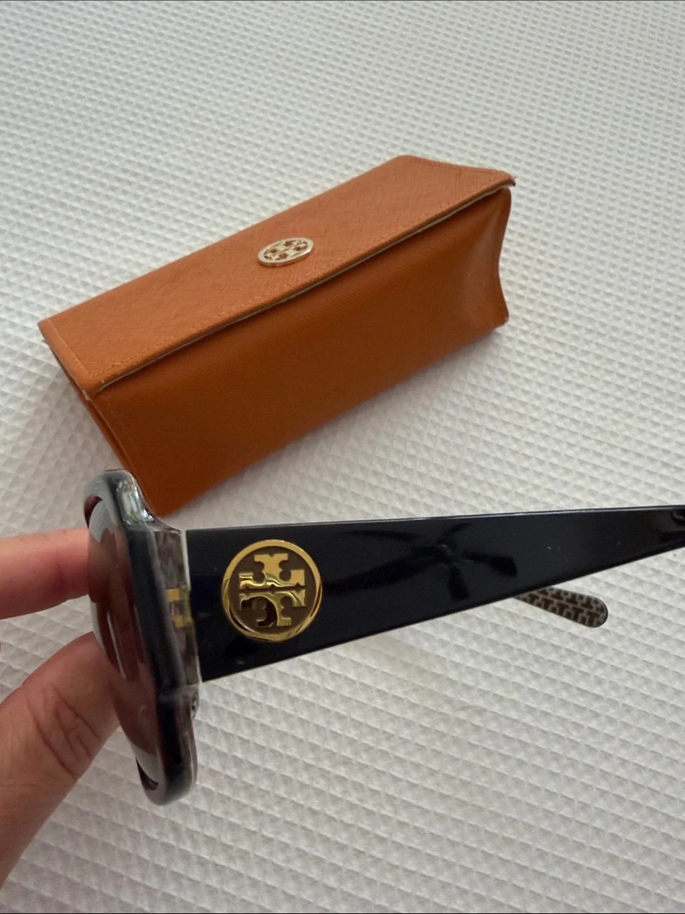 Tory Burch Black Sunglasses with Orange Logo Case
